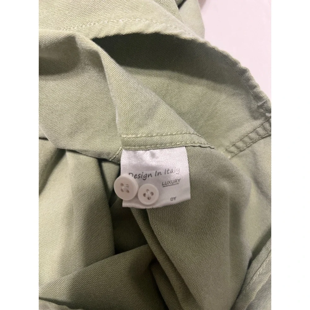 Oxford Mens Luxury Collection Sage Green Button Down Shirt XL Long Sleeve Olive